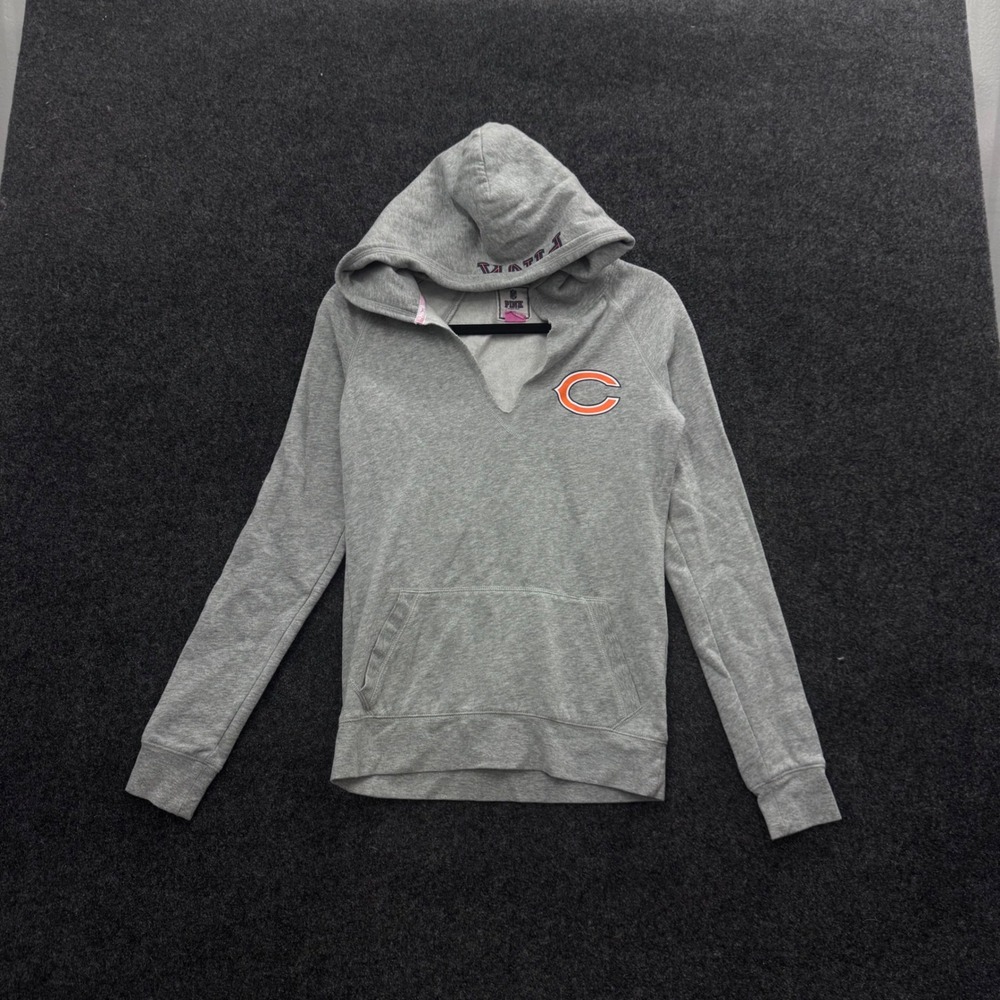 NFL PINK Victoria's Secret Chicago Bears V-Neck Hoodie Gray XS